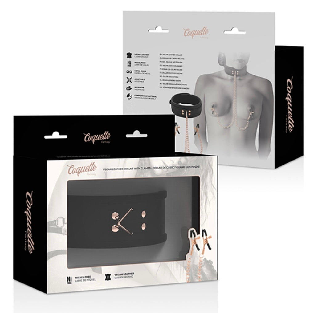 Coquette Fantasy: Collar BDSM con pinzas pezones