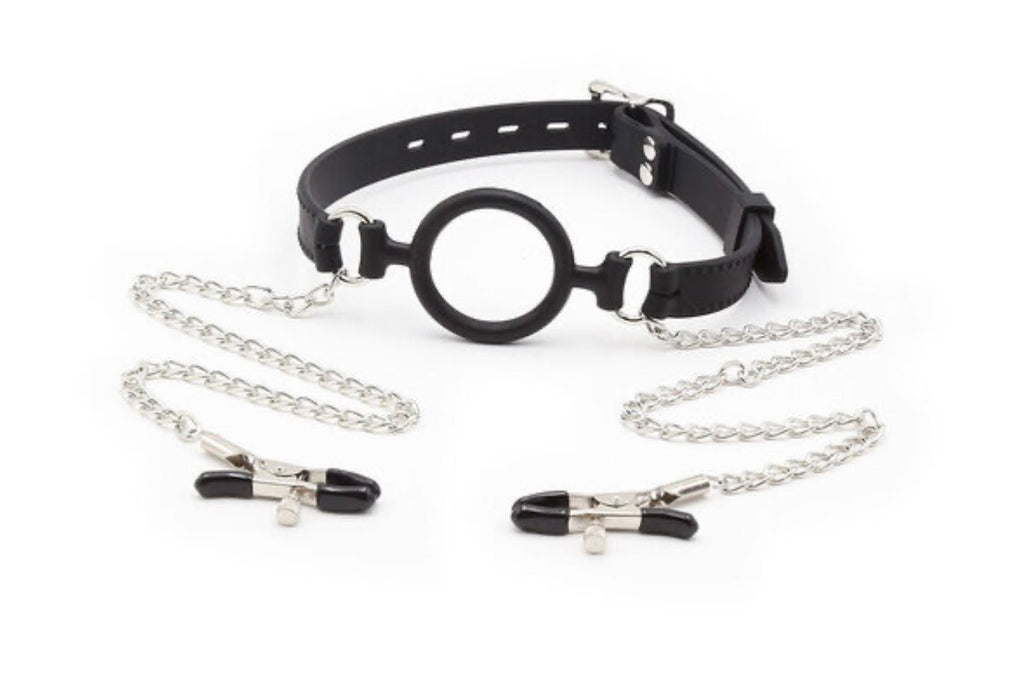 OHMAMA FETISH - Mordaza anilla con pinzas pezones