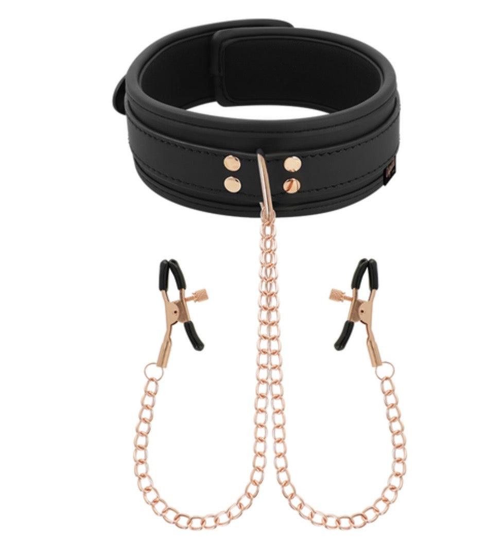 Coquette Fantasy: Collar BDSM con pinzas pezones