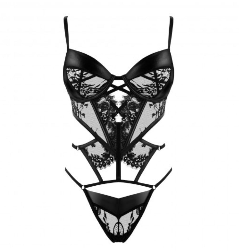 Body Leonela Negro Beauty Night Fashion - Wetlook con Encaje