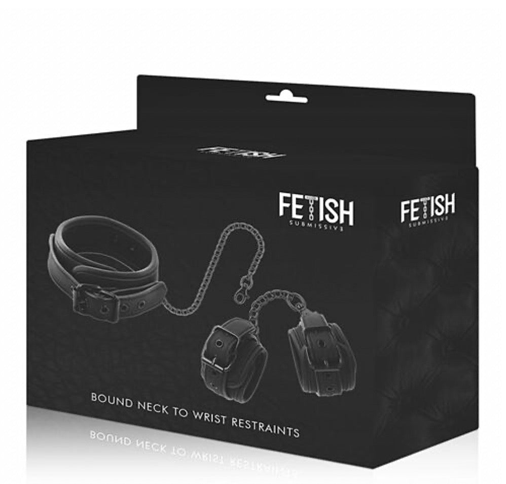 FETISH: Set esposas y collar de cuero vegano
