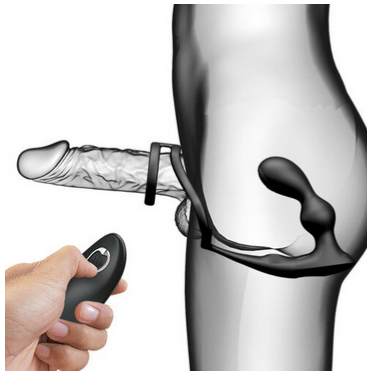 Anillo para el Pene con Plug Anal - 12 vibraciones