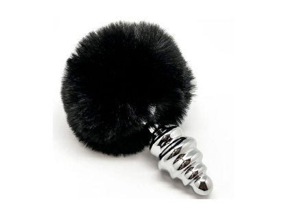 Plug Anal de Metal Espiral con Pompón