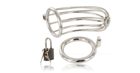 Jaula de Castidad Metálica con Anillos - Acero Inoxidable BDSM