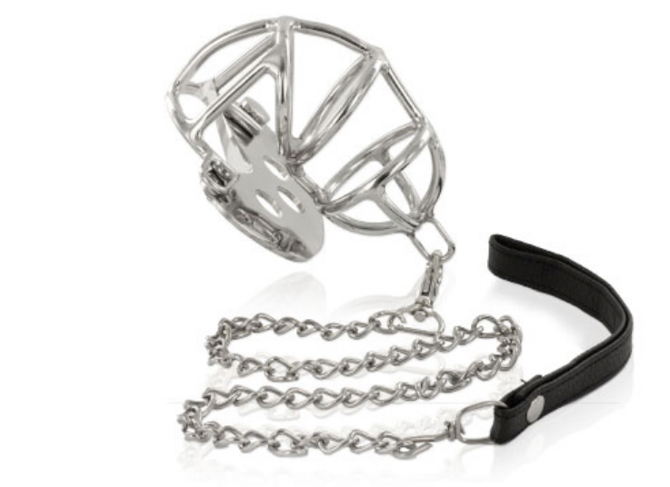 Jaula de Castidad con Correa Metálica - Acero Inoxidable BDSM