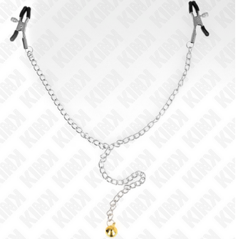 Pinza para Pezones Plateada con Cascabel Dorado 30cm - Alta Calidad