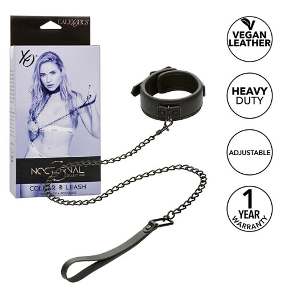Calexotics: Collar y correa de cuero