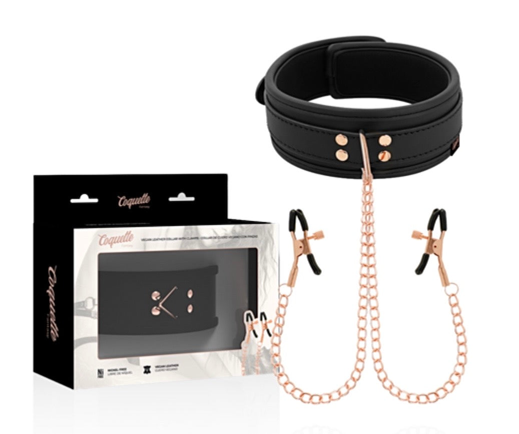 Coquette Fantasy: Collar BDSM con pinzas pezones