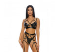 Conjunto Forplay Seductive Cage de 2 Piezas - Sujetador Halter y Tanga con Liguero