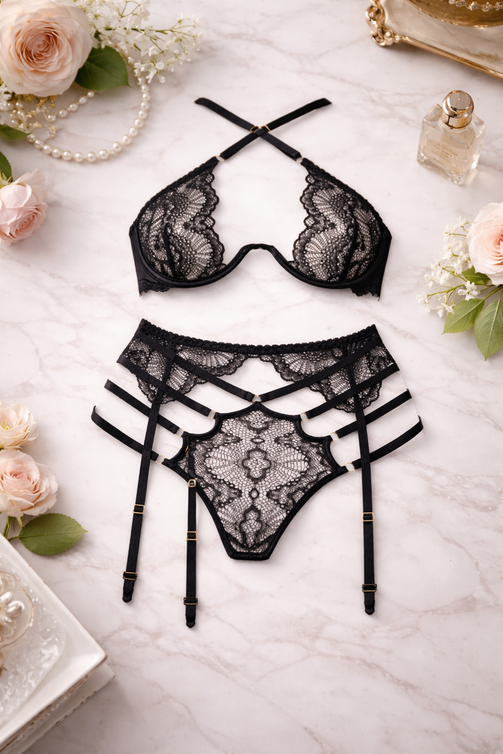 Conjunto Beauty Night Fashion Natasha Negro de 2 Piezas