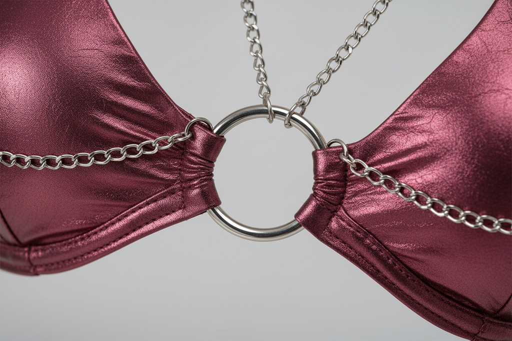 Detalle anillo y cadena metálica