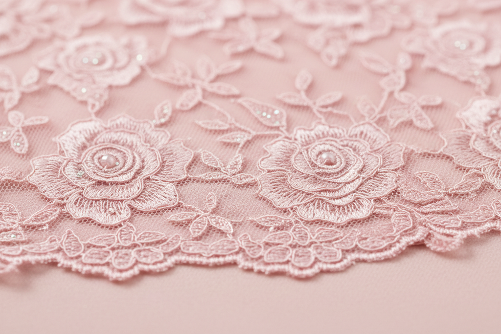 Detalle encaje floral rosa
