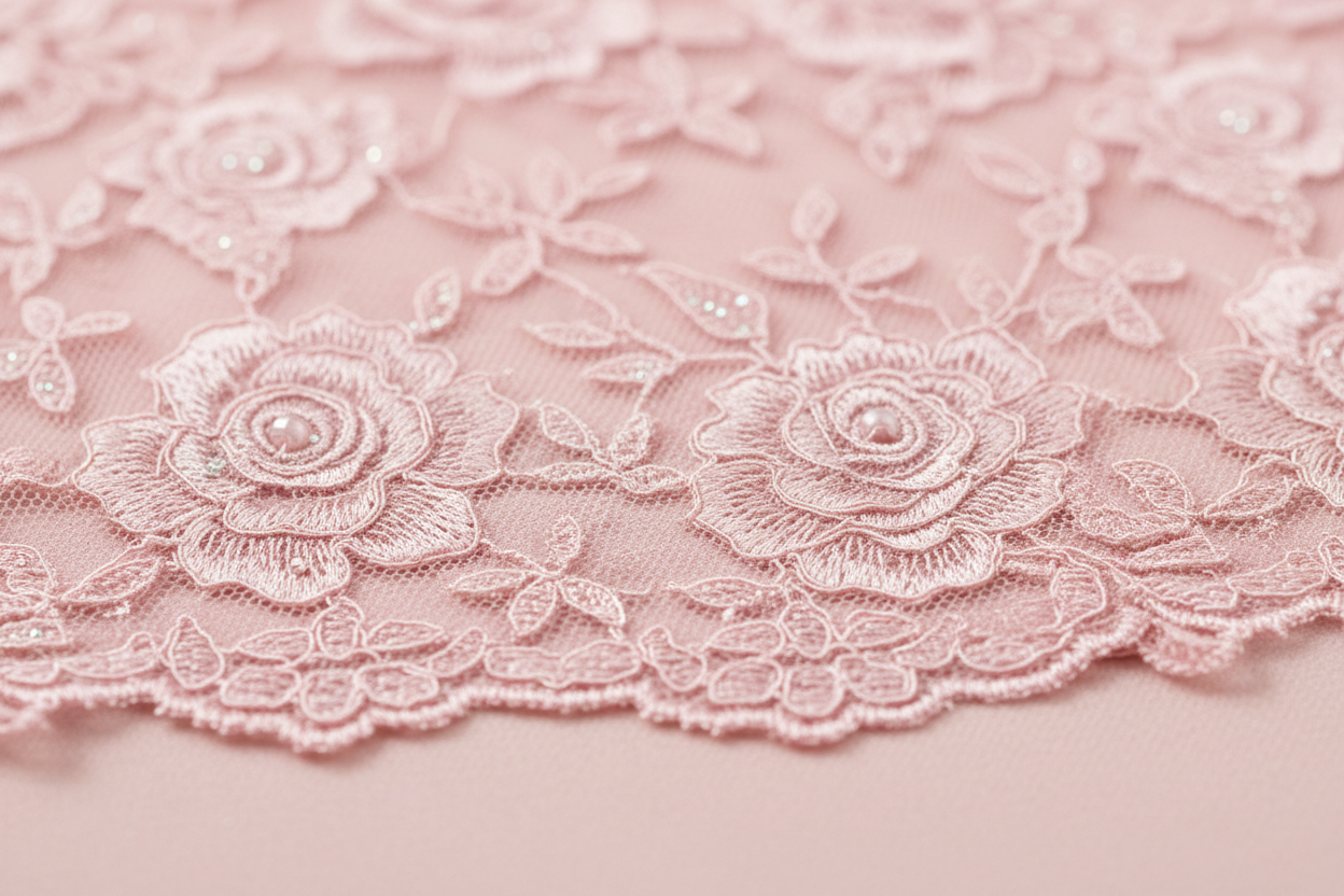 Detalle encaje floral rosa