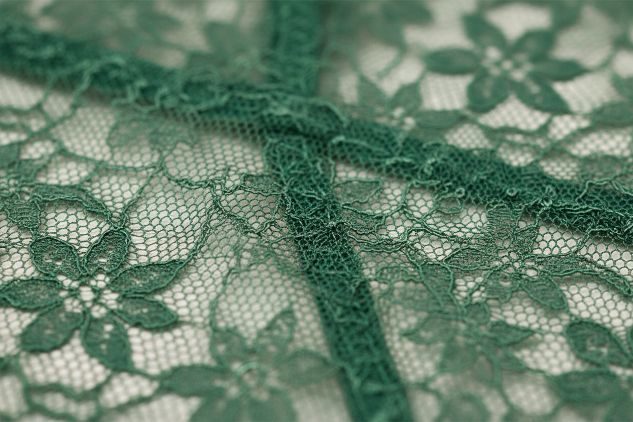Detalle encaje recortado verde