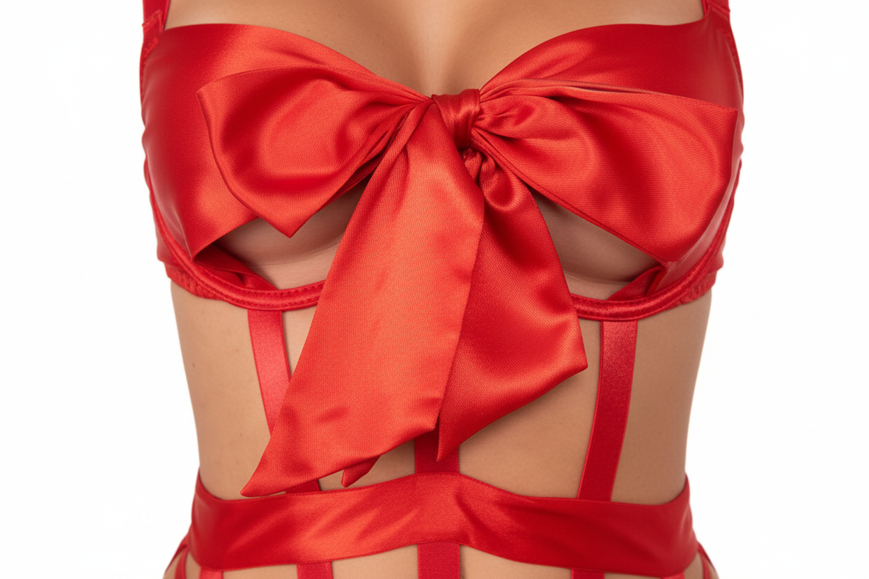 Detalle lazo rojo satén