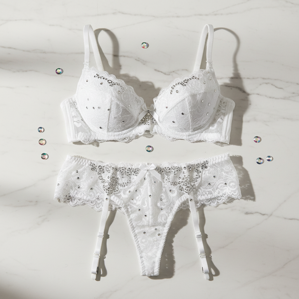 Flatlay conjunto blanco Leg Avenue