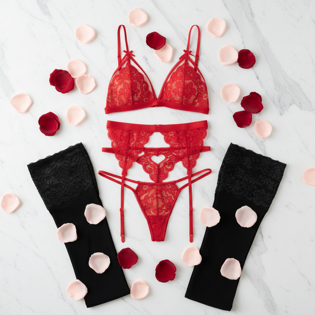 Flatlay conjunto rojo mejorado