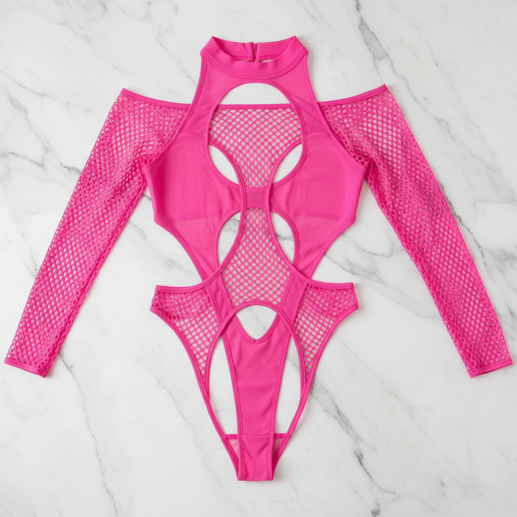 Flatlay fondo bonito body rosa