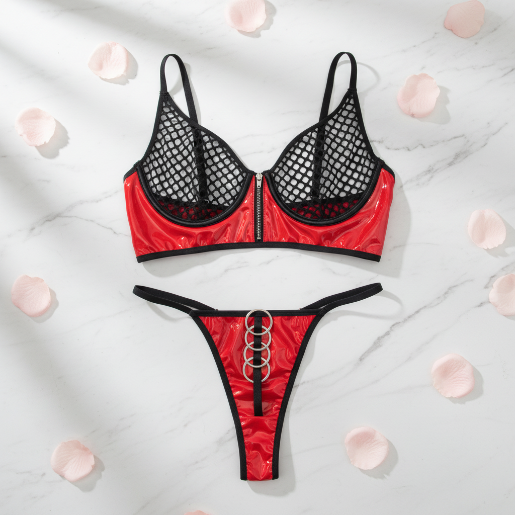 Flatlay fondo bonito conjunto rojo