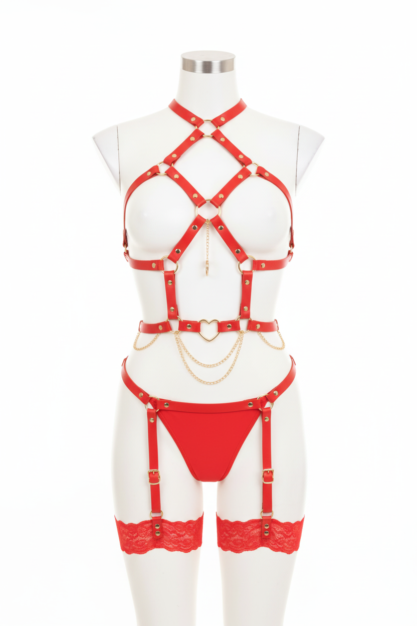 Maniquí frontal arnés rojo