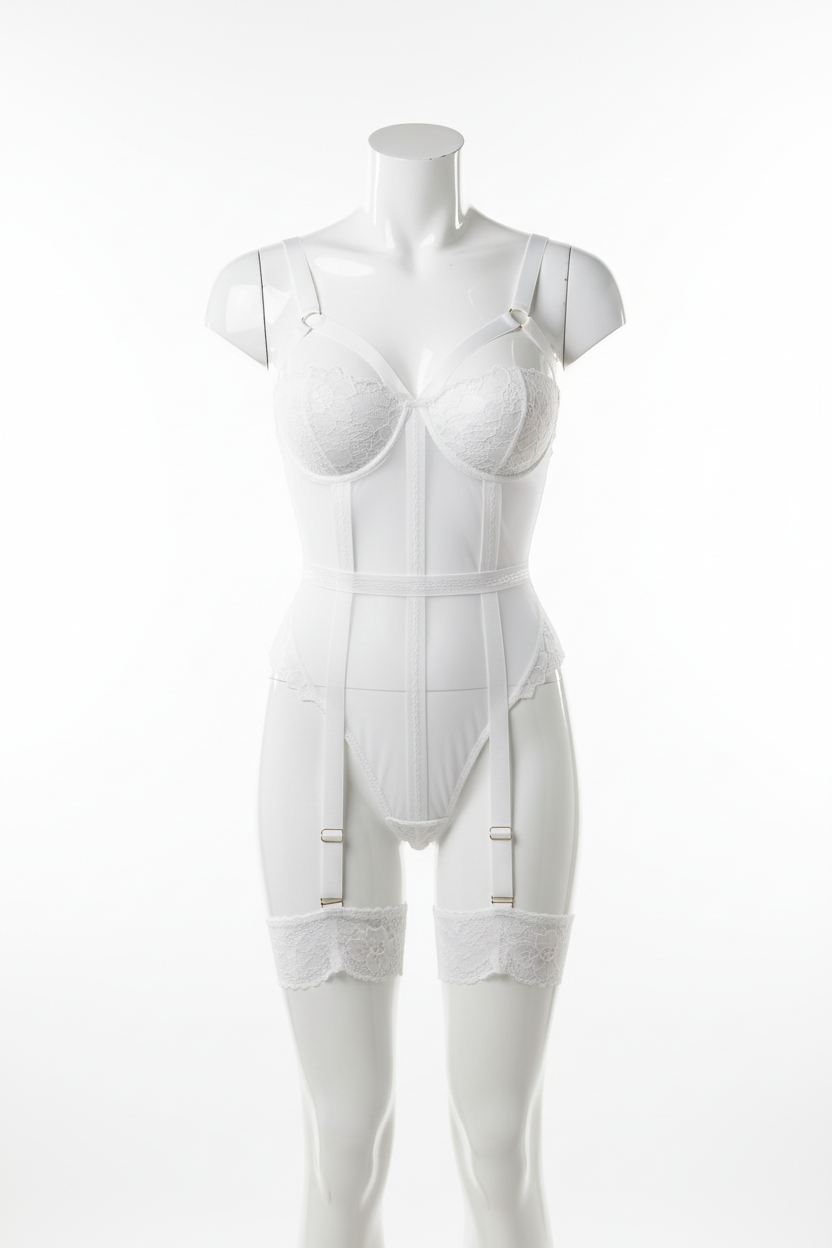 Maniquí frontal blanco