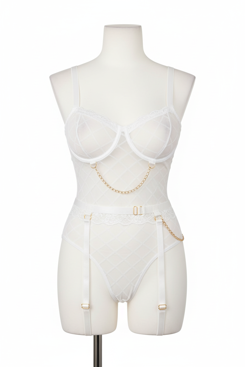 Maniquí frontal blanco