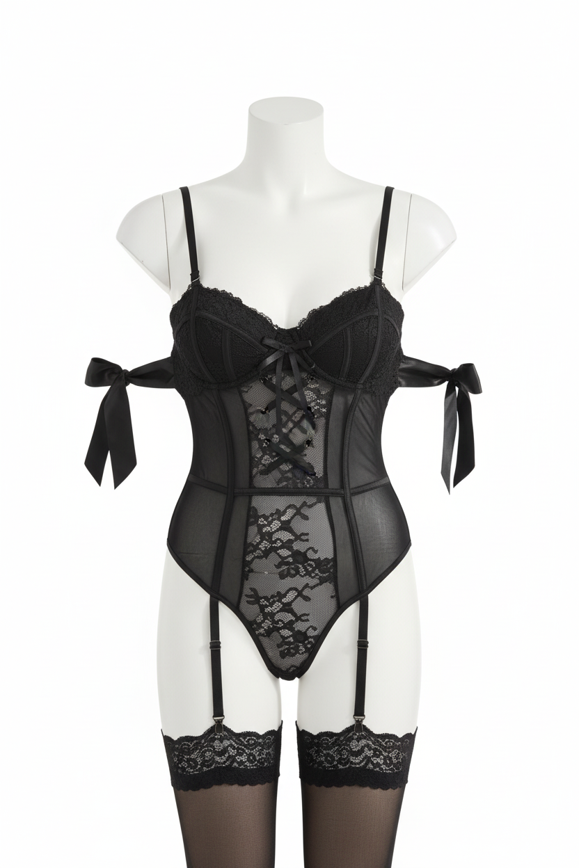 Maniquí frontal body corsé negro