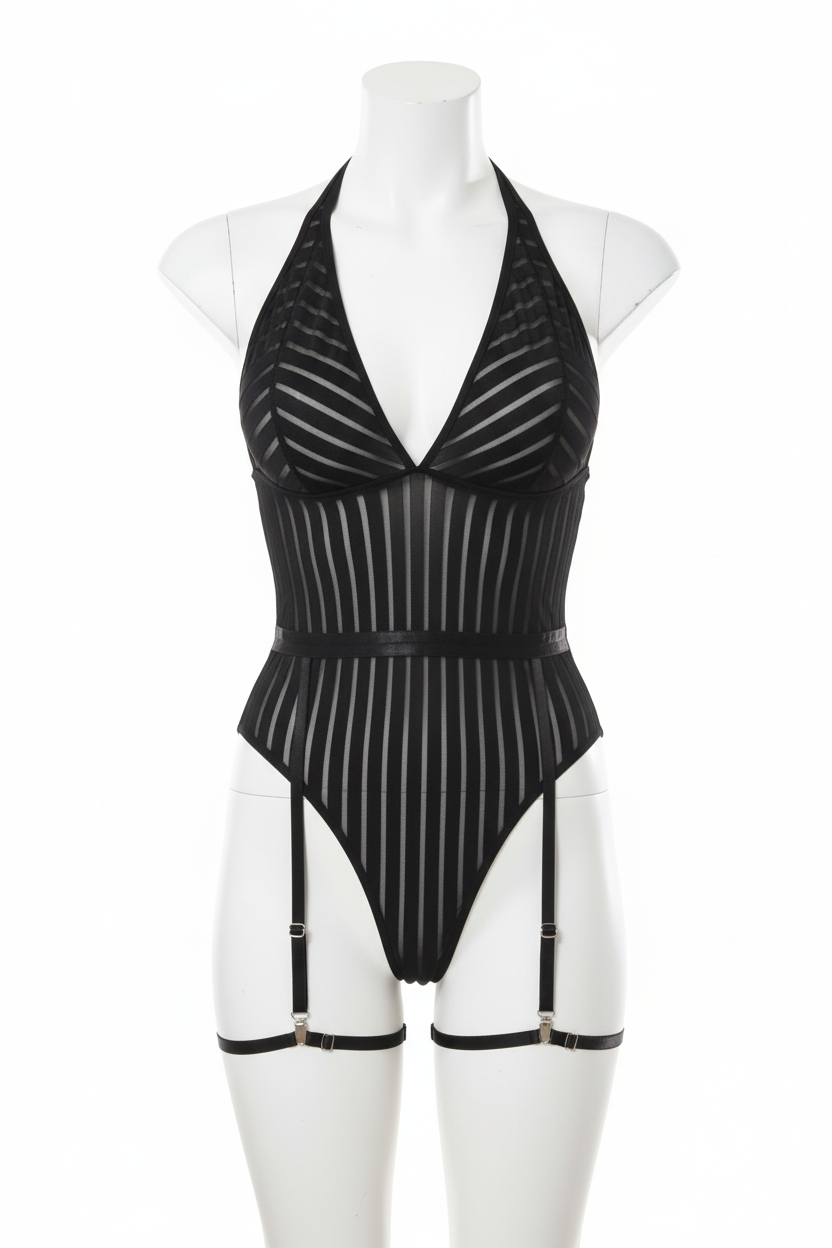 Maniquí frontal body negro liguero