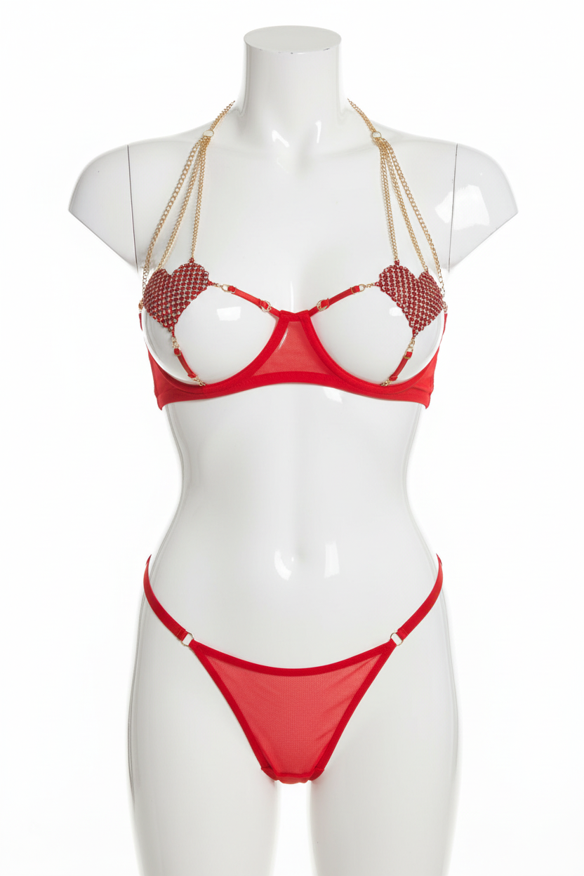 Maniquí frontal conjunto rojo