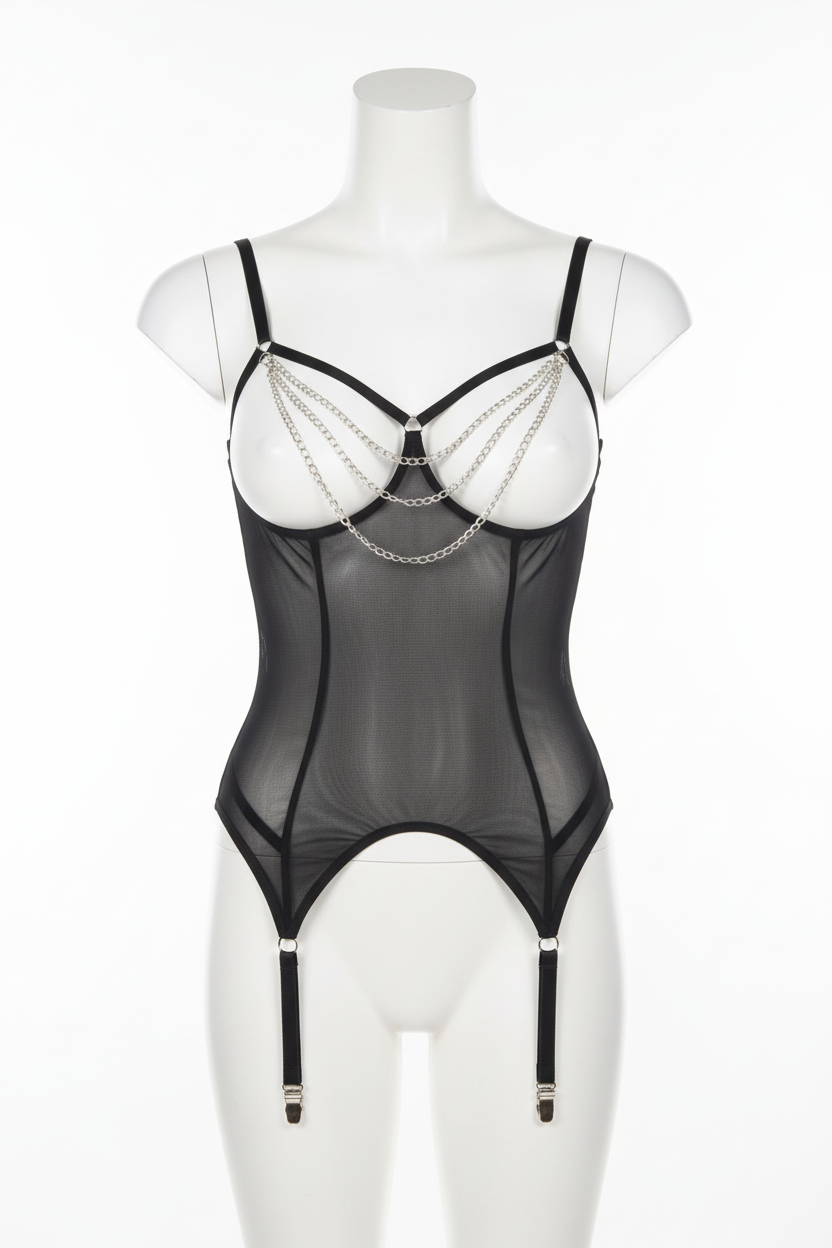 Maniquí frontal corsé negro