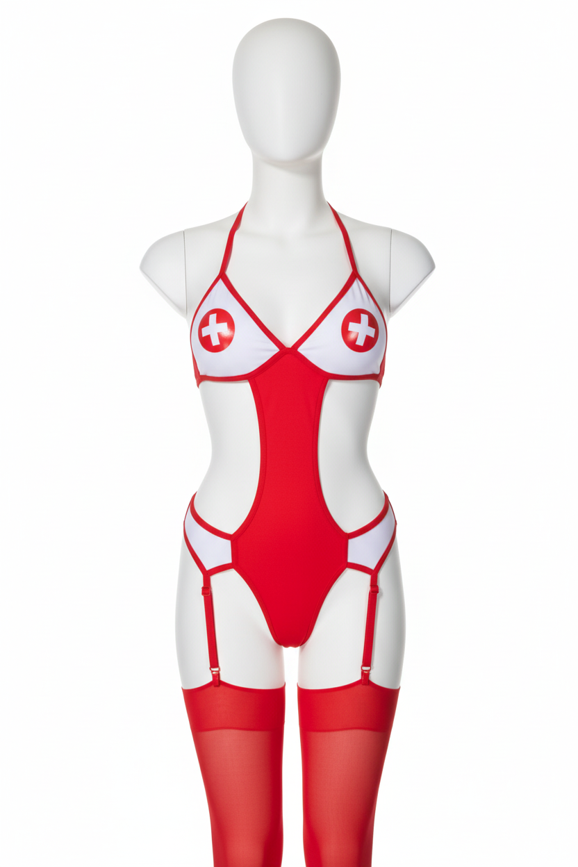 Maniquí frontal enfermera rojo