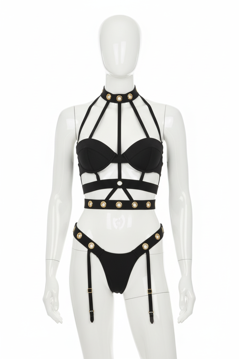 Maniquí frontal Seductive Cage negro