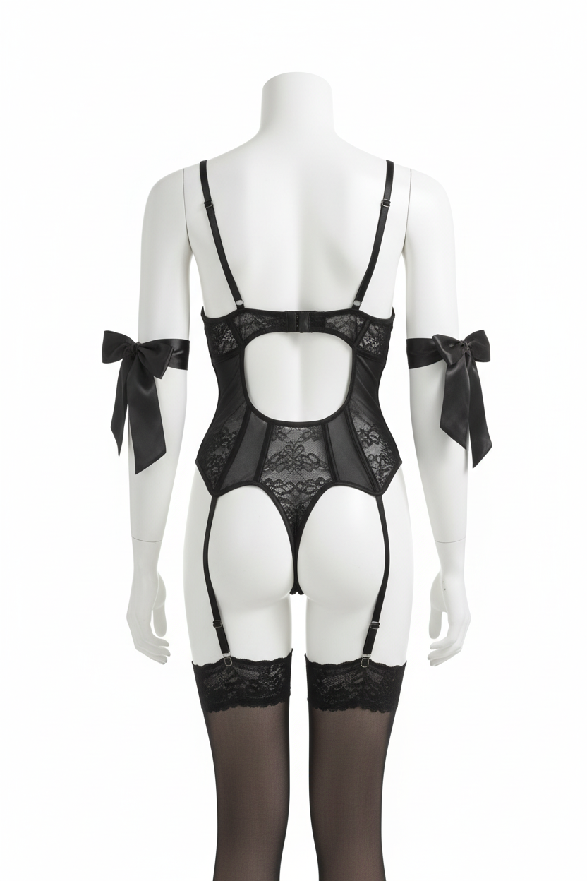 Maniquí trasera body corsé negro