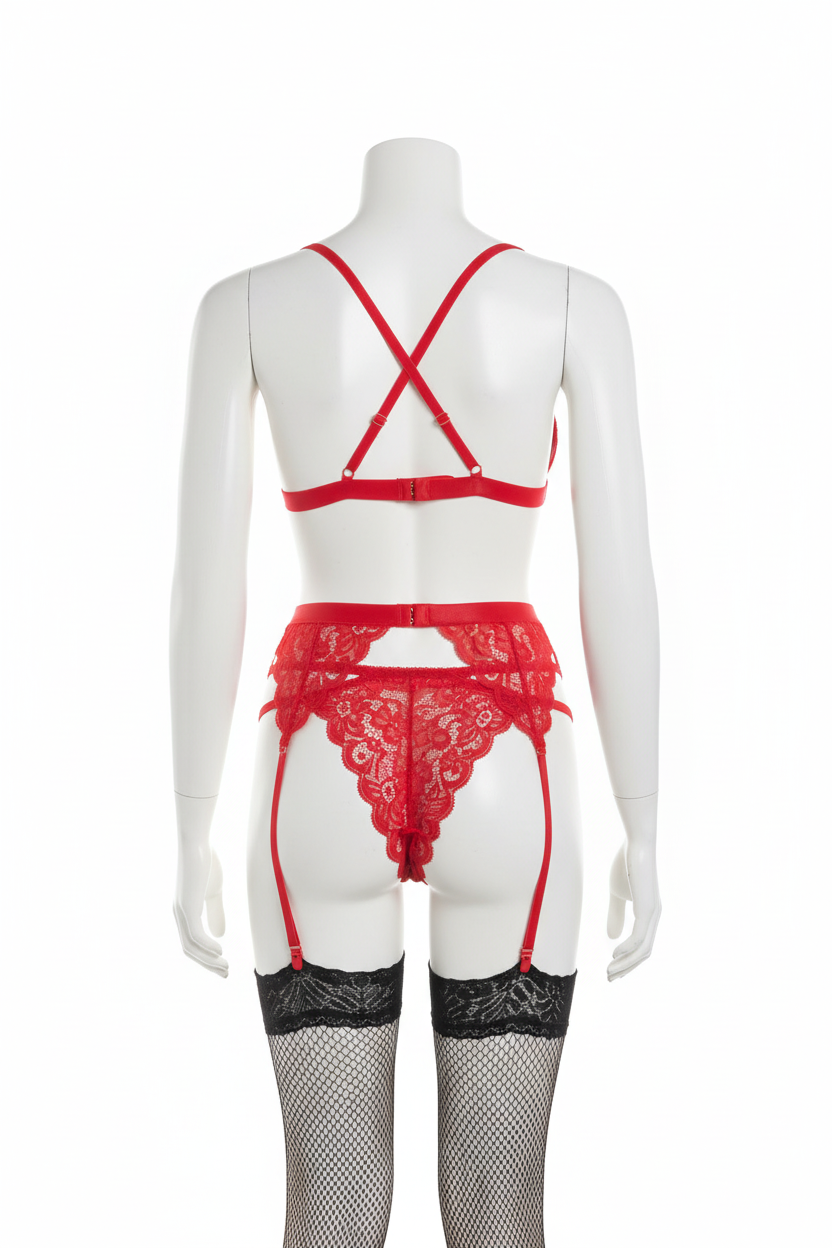 Maniquí trasera conjunto rojo completo