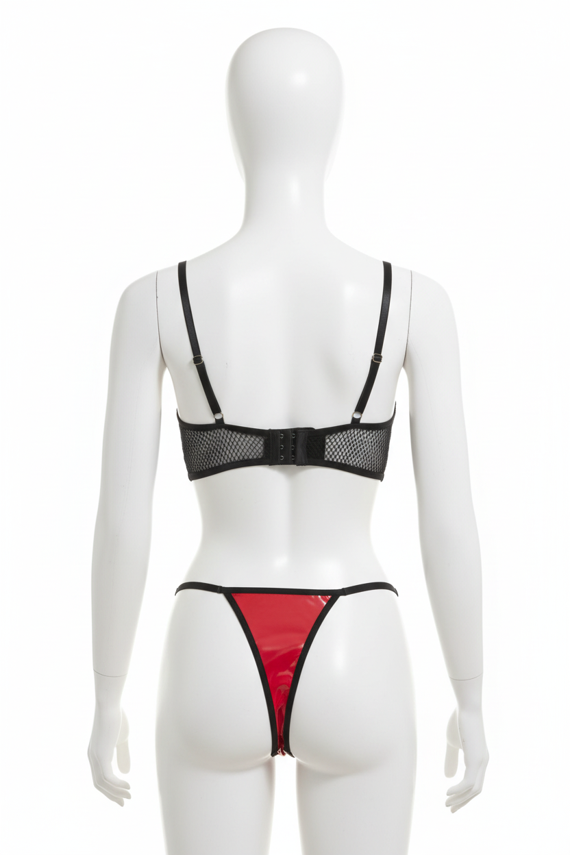 Maniquí trasera conjunto rojo cremallera