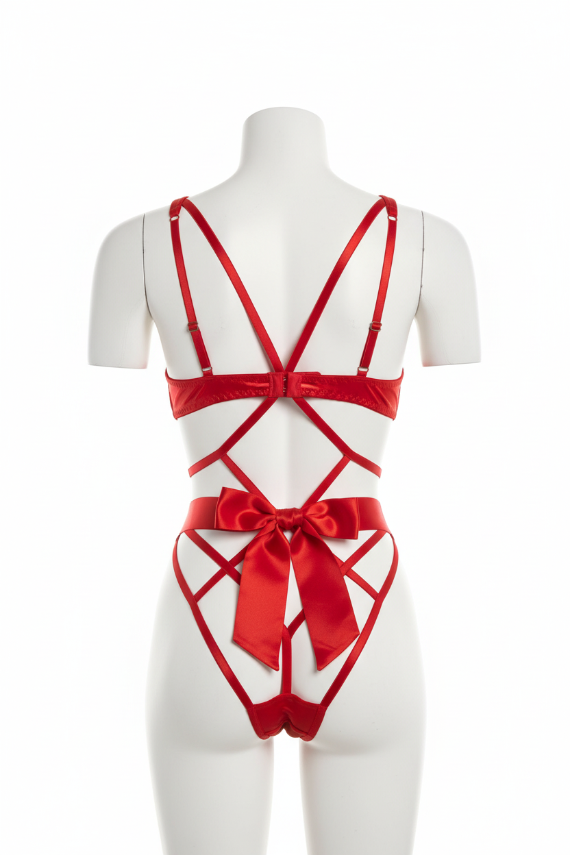 Maniquí trasera conjunto rojo lazo